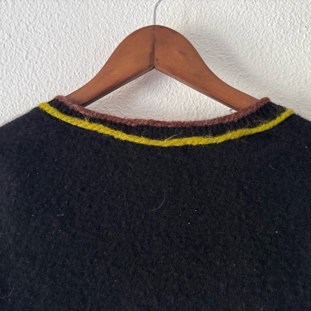 Cottagecore American Blue Pure Cashmere Felted Leaf Artisan Cardigan M Boho Chic - Picture 8 of 16